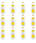 16-pack of clear plastic bottles with golden-yellow extra virgin olive oil infused with black truffle