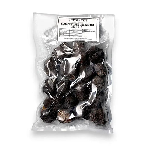 Vacuum-sealed bag of frozen Autumn Truffle Tuber Uncinatum premium grade