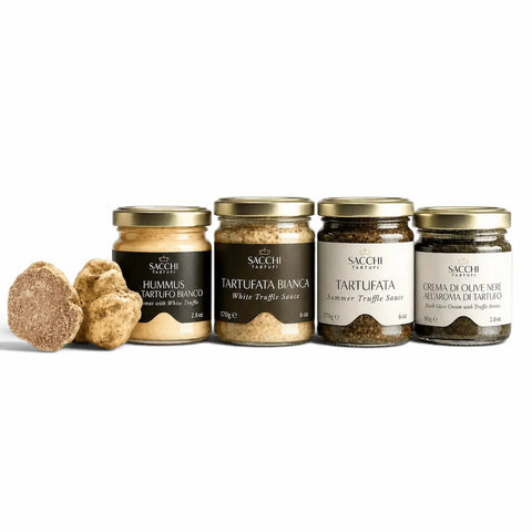 Dárková sada Gourmet Trio s tartufatou, omáčkou Alfredo s bílým lanýžem a olivovým olejem s příchutí bílého lanýže
