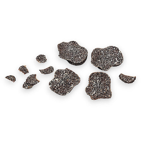 showing image of fresh winter truffle tuber melanosporum slices